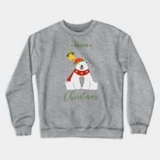 Holiday greeting from funny Polar Bear with elf hat and holly Crewneck Sweatshirt